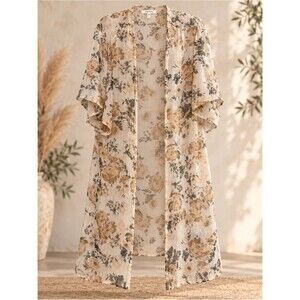 Maurices long floral kimono duster in women’s size Large.